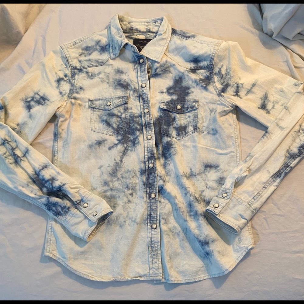 American Eagle Jean Long Sleeve Button up (Size S)